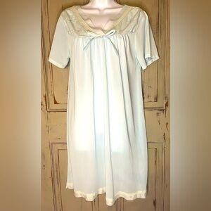 Vintage baby blue Cottagecore Granny nightgown dress S M rosebuds slip dress